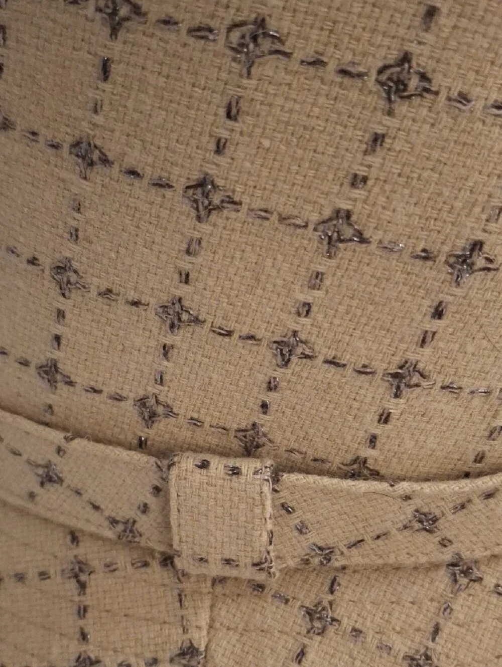 Express Beige Grid-Pattern Bucket Hat
